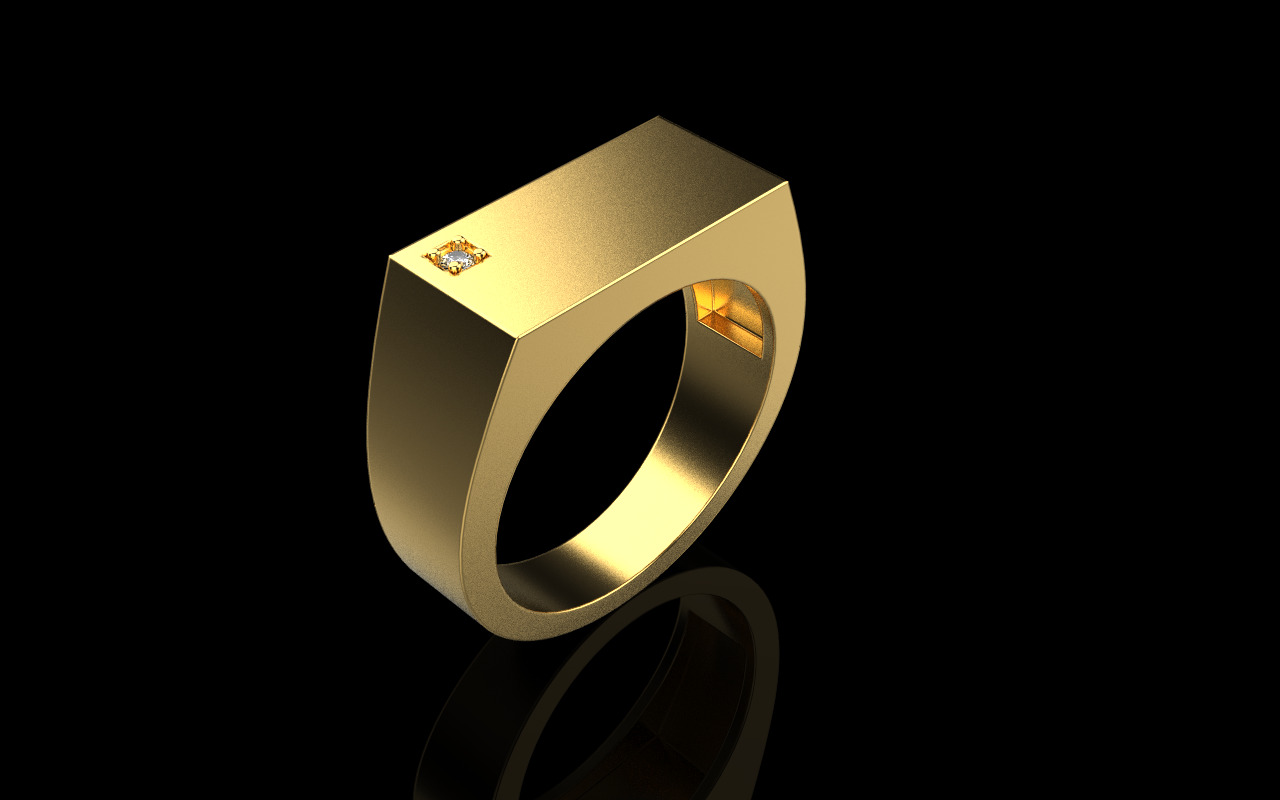 Signet ring with gem model 971 3D print model_15