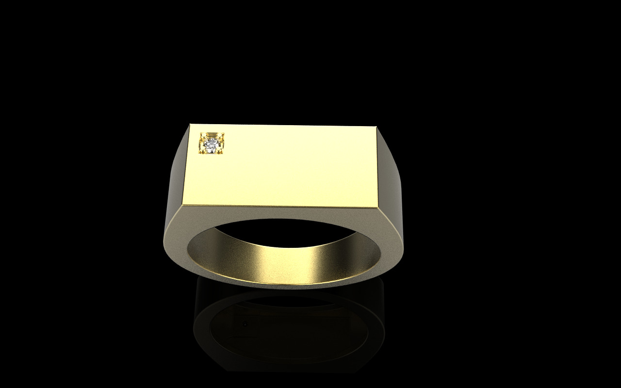 Signet ring with gem model 971 3D print model_11