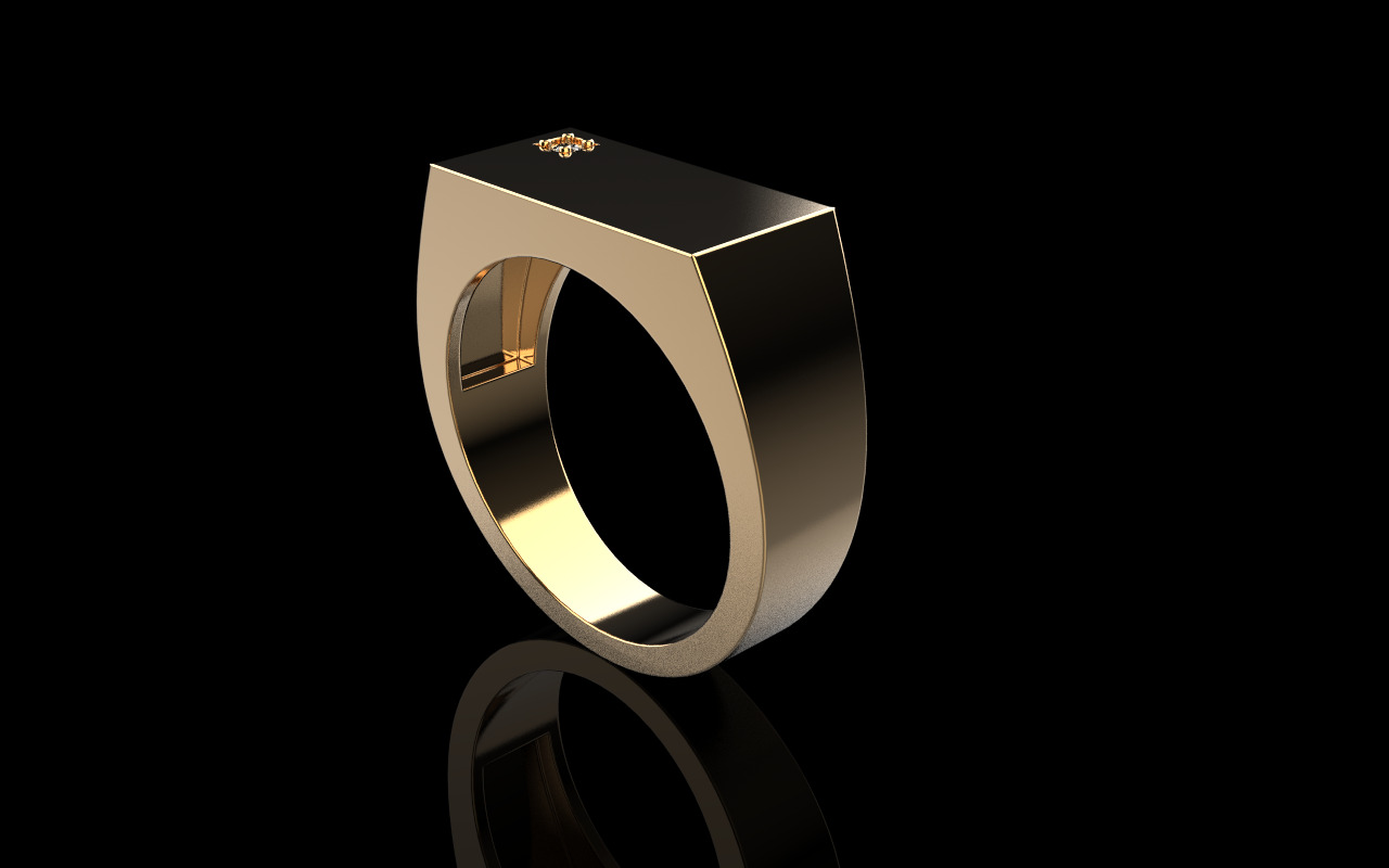 Signet ring with gem model 971 3D print model_22