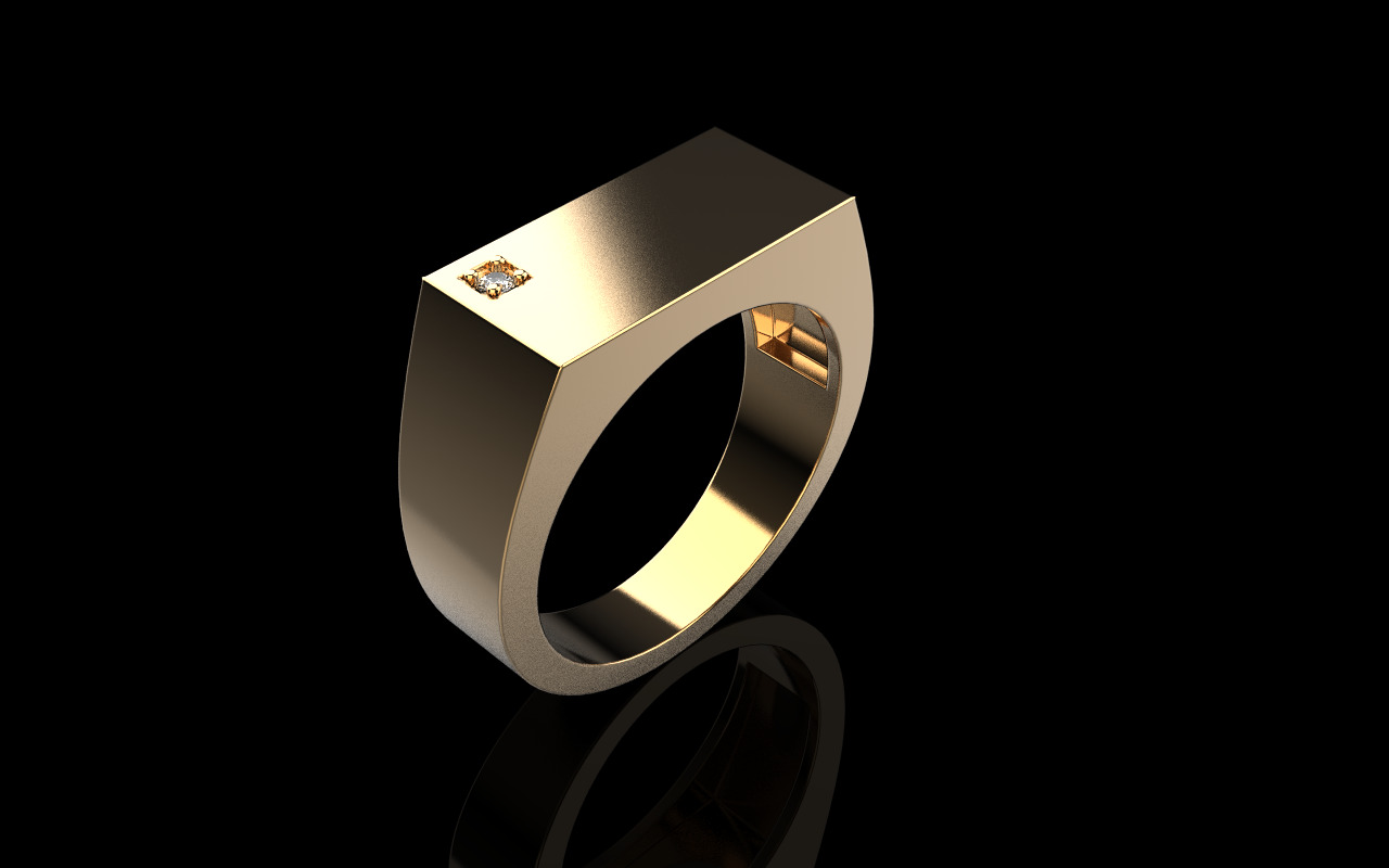 Signet ring with gem model 971 3D print model_17