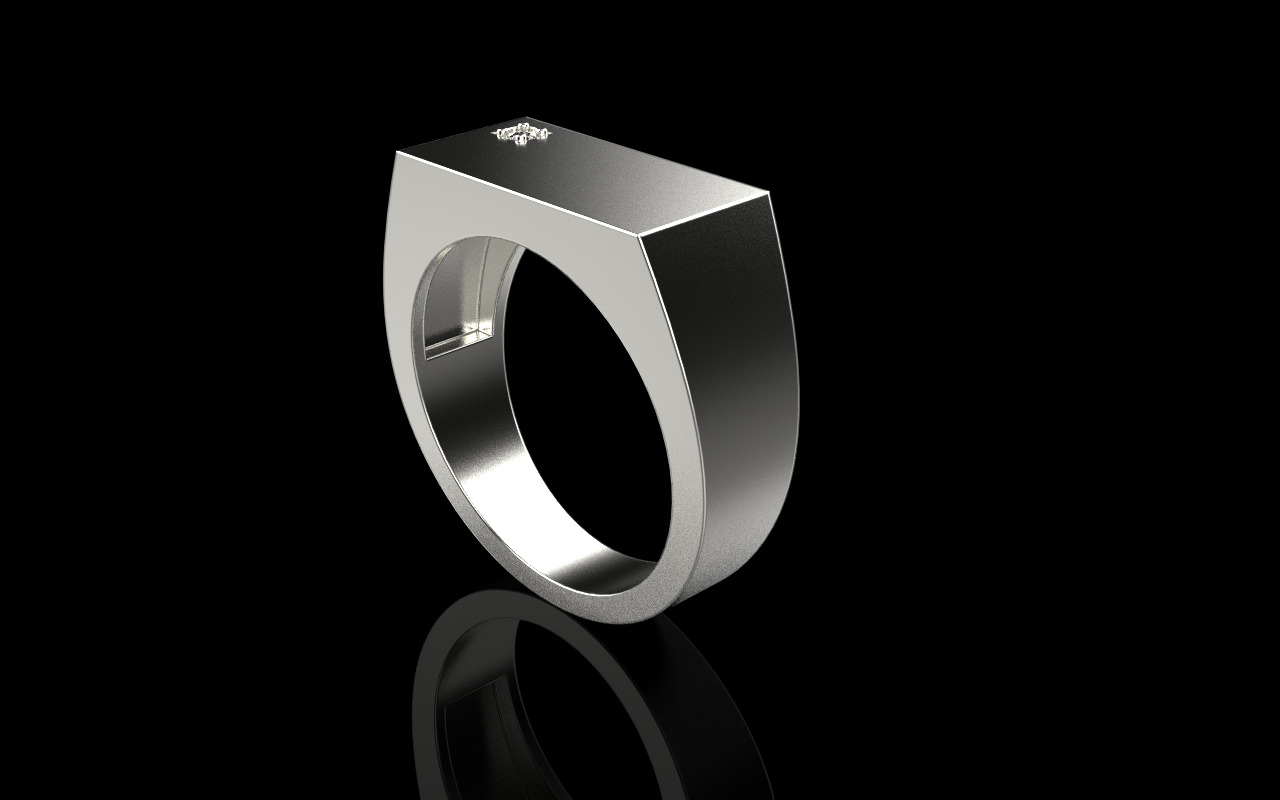 Signet ring with gem model 971 3D print model_24