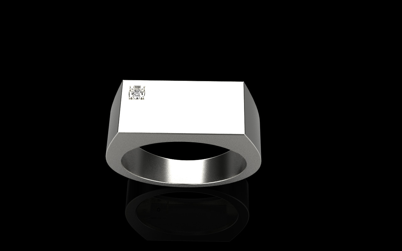 Signet ring with gem model 971 3D print model_14