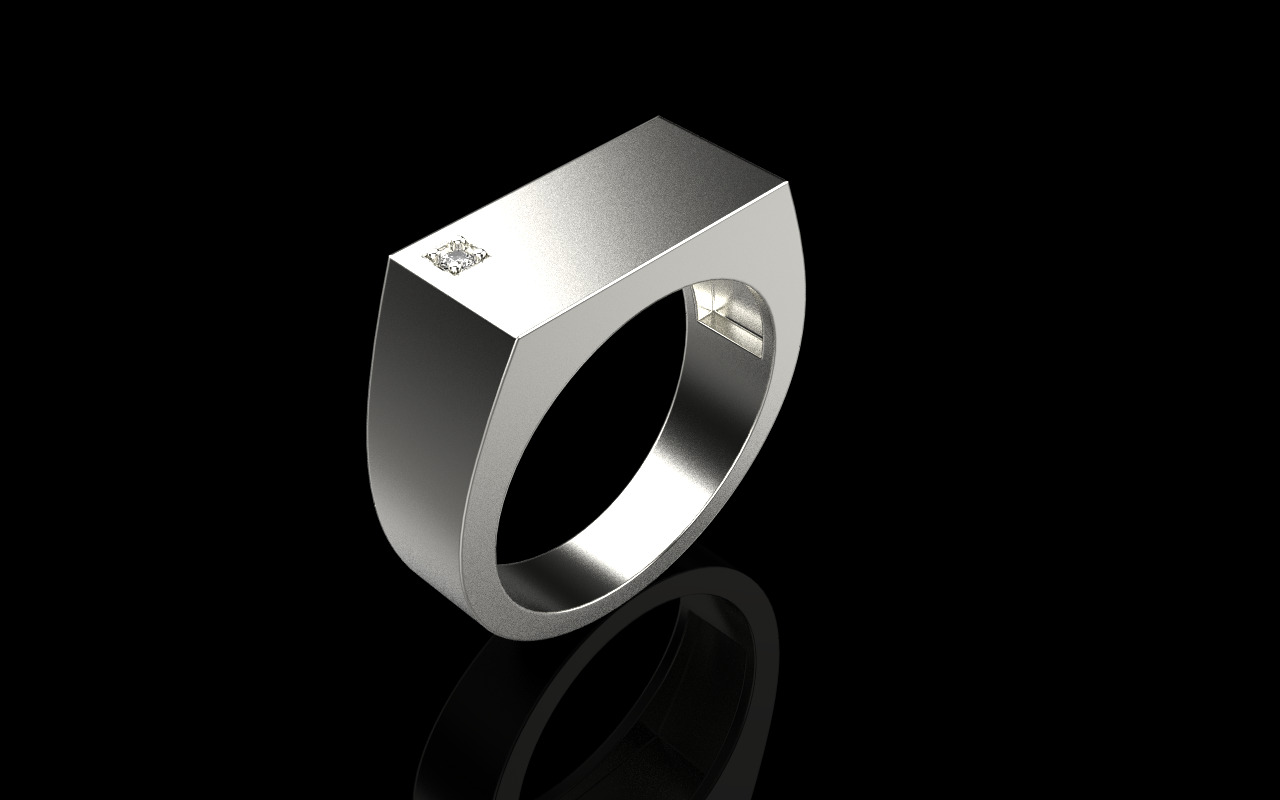 Signet ring with gem model 971 3D print model_19