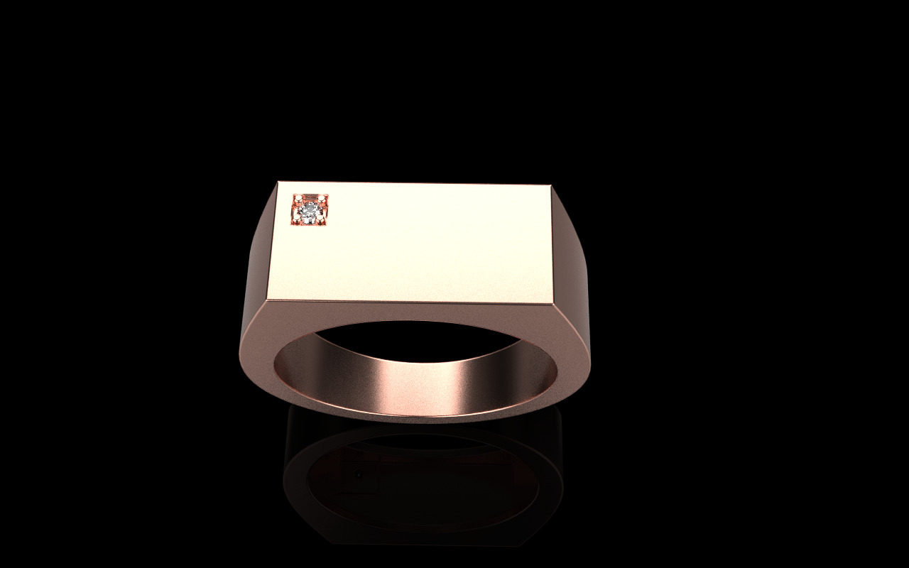 Signet ring with gem model 971 3D print model_13