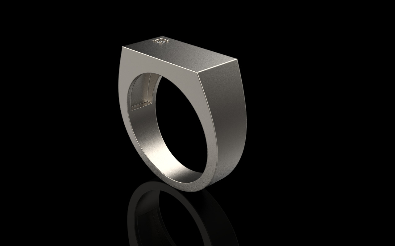 Signet ring with gem model 971 3D print model_2