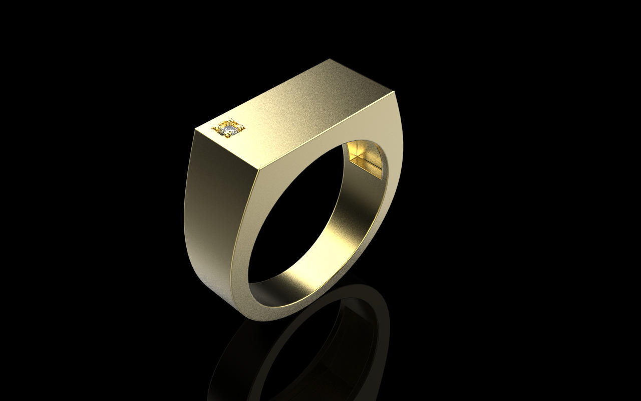 Signet ring with gem model 971 3D print model_16