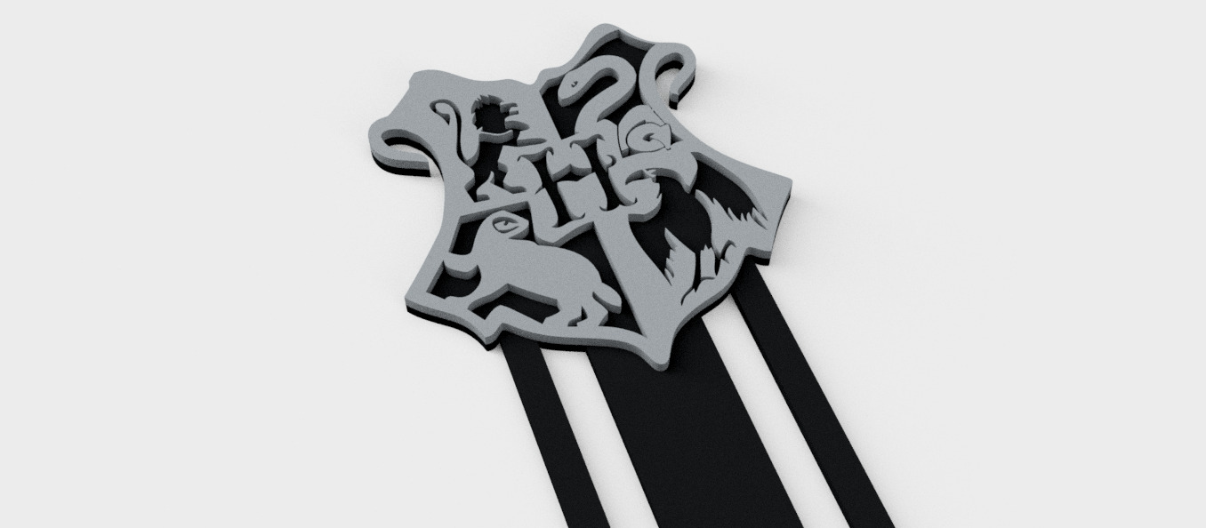 harry potter hogwarts crest bookmark 3D print model_1
