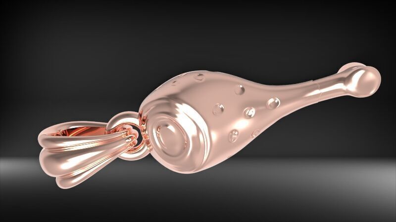 Gold Turkey Leg Necklace  3D print model_8