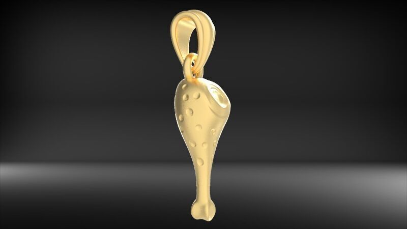 Gold Turkey Leg Necklace  3D print model_9
