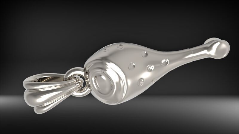 Gold Turkey Leg Necklace  3D print model_7