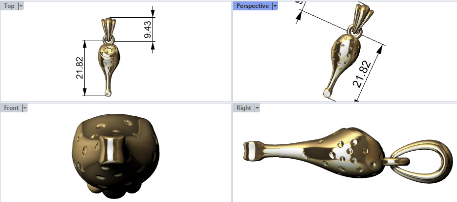 Gold Turkey Leg Necklace  3D print model_21