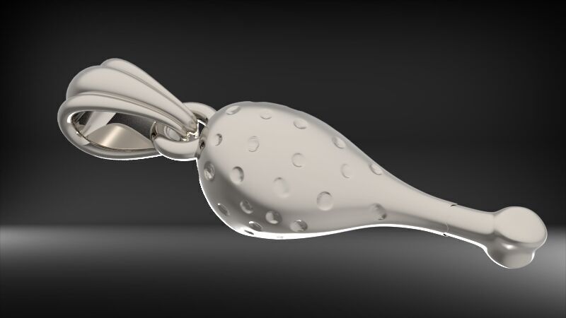 Gold Turkey Leg Necklace  3D print model_27
