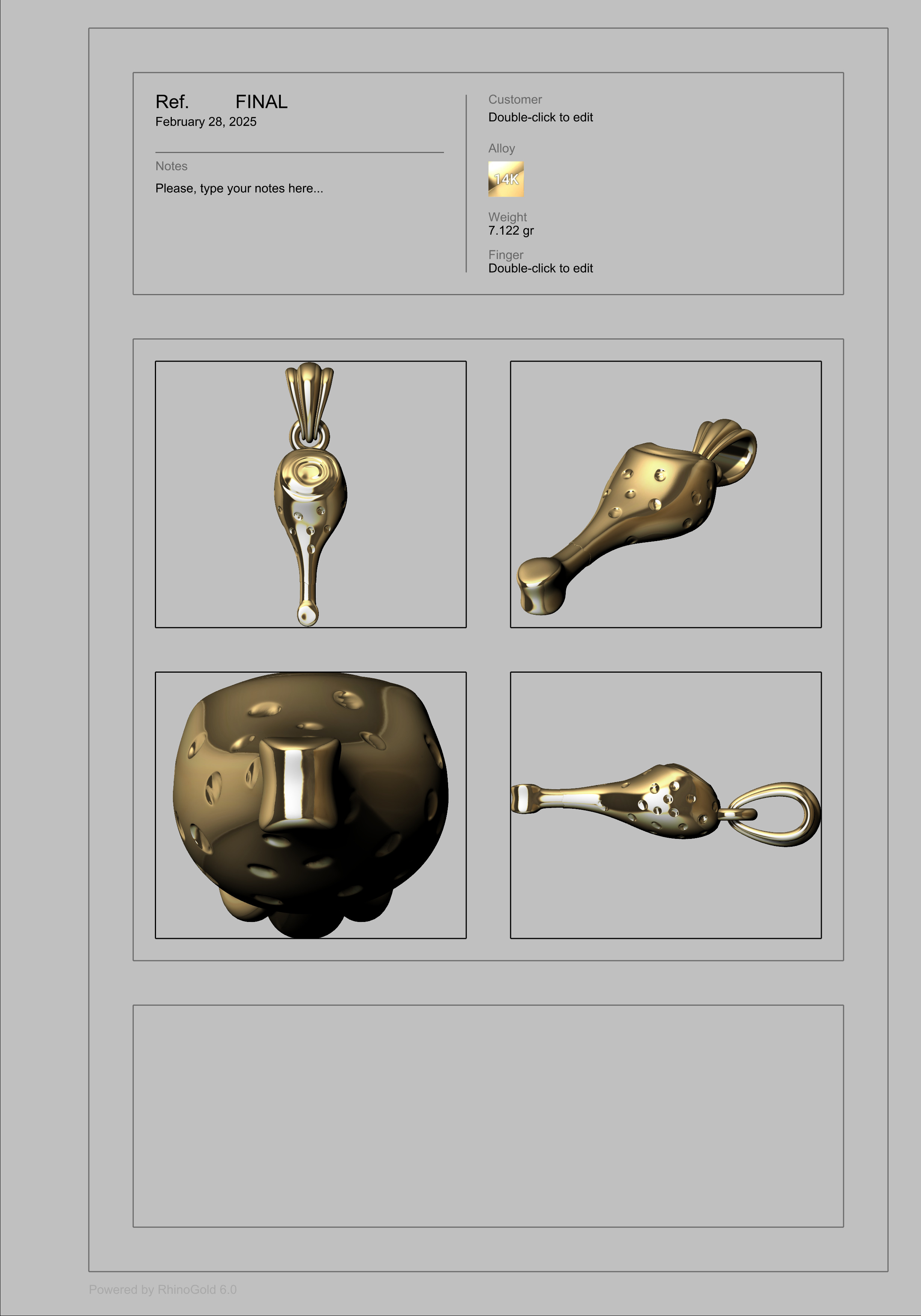 Gold Turkey Leg Necklace  3D print model_19