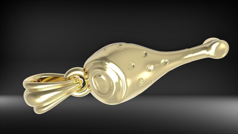 Gold Turkey Leg Necklace  3D print model_10