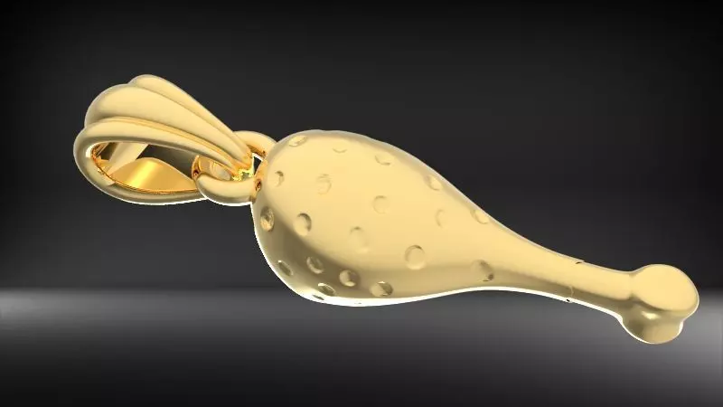 Gold Turkey Leg Necklace  3D print model_0