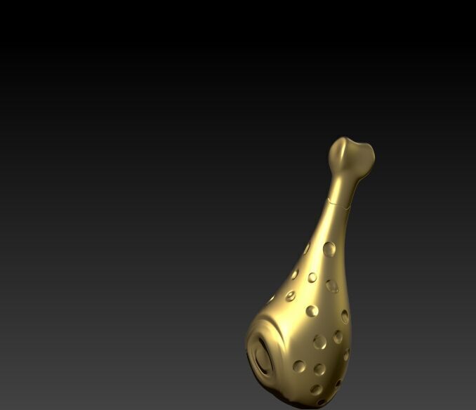 Gold Turkey Leg Necklace  3D print model_26