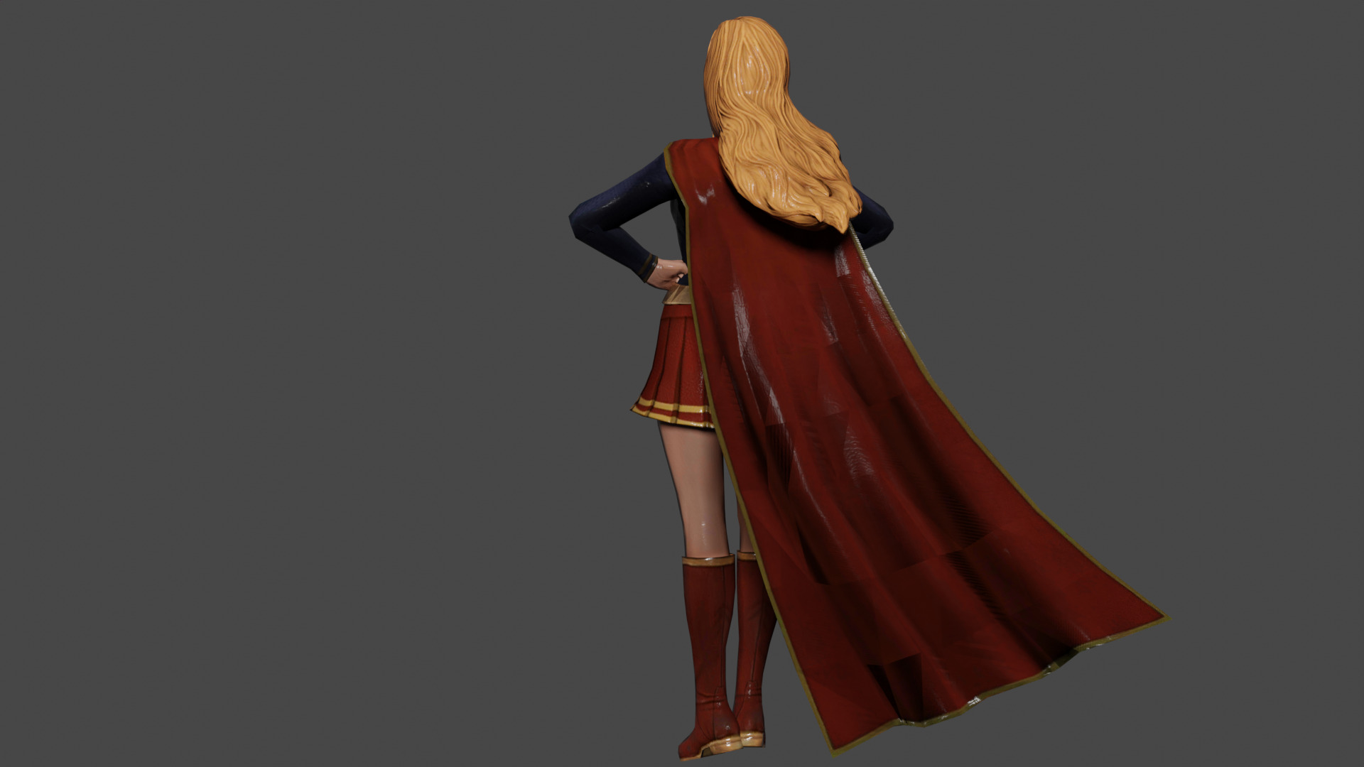 Supergirl  Low-poly 3D model_4