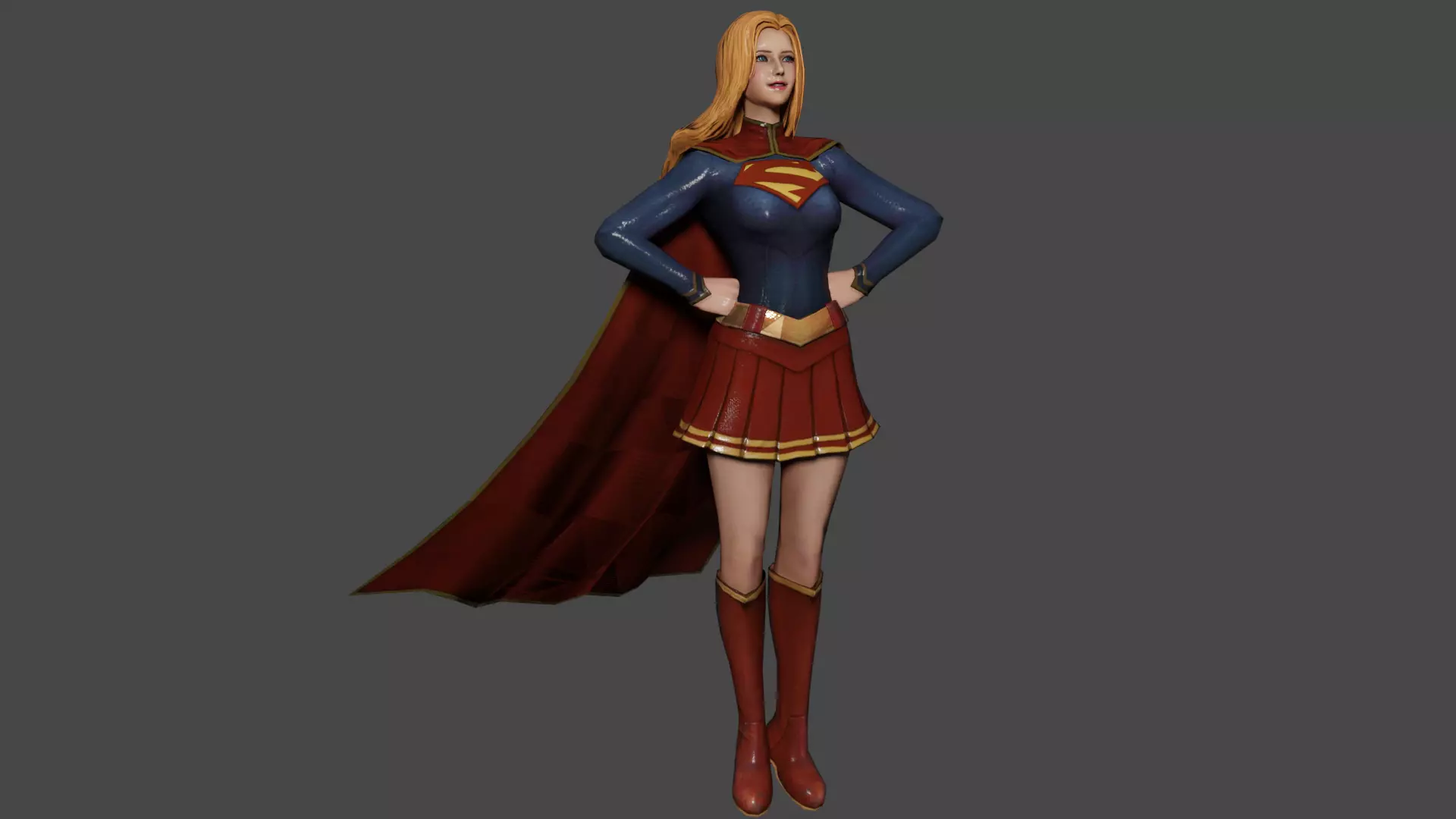 Supergirl  Low-poly 3D model_0
