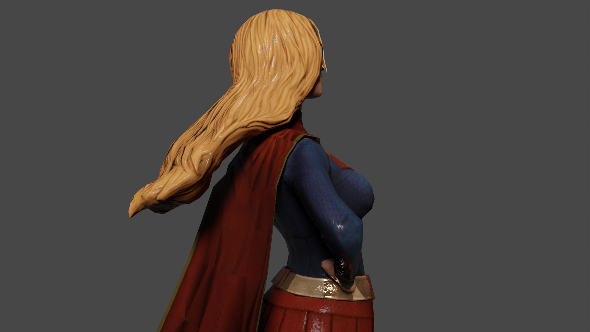 Supergirl  Low-poly 3D model_3