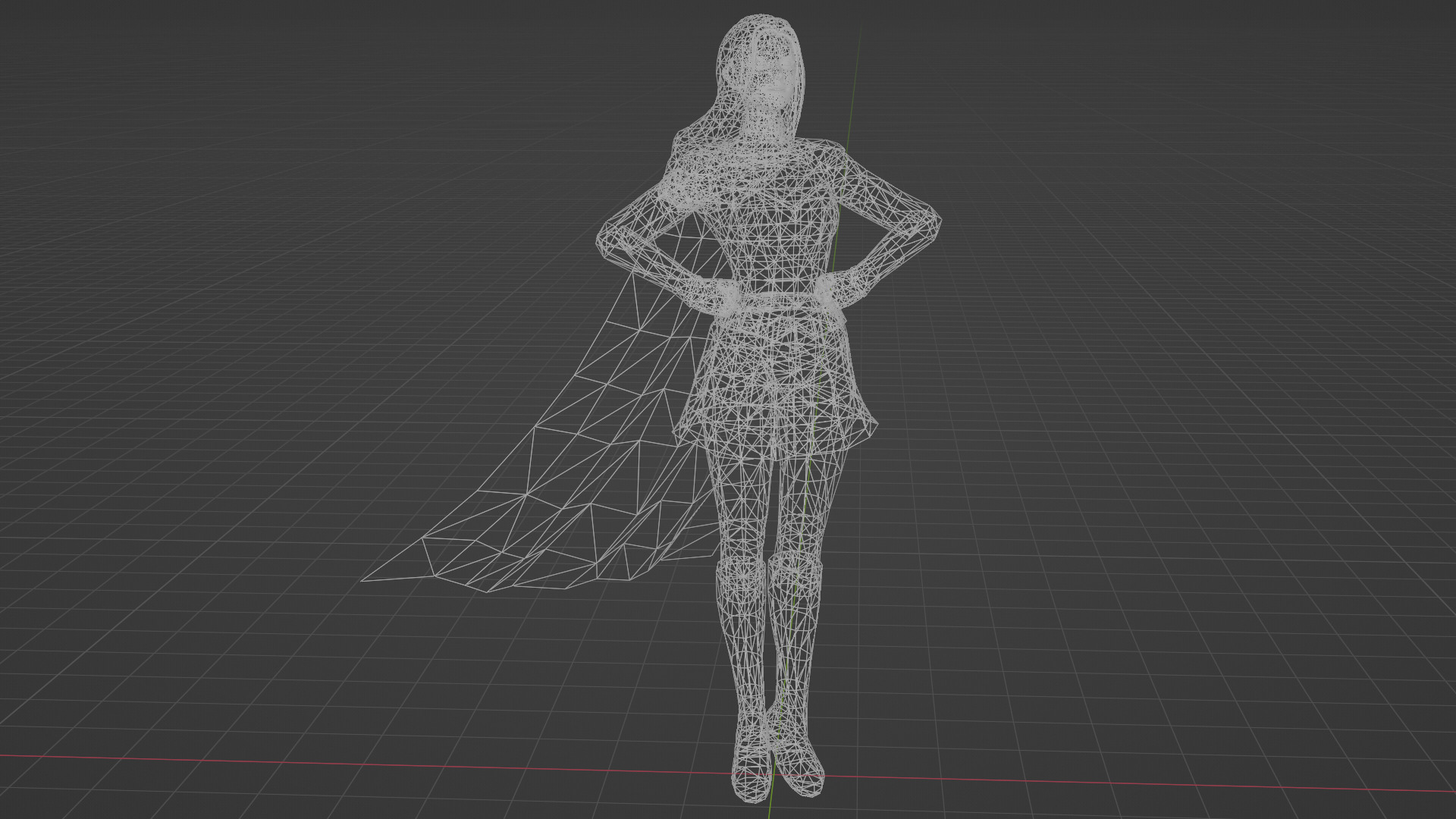 Supergirl  Low-poly 3D model_6