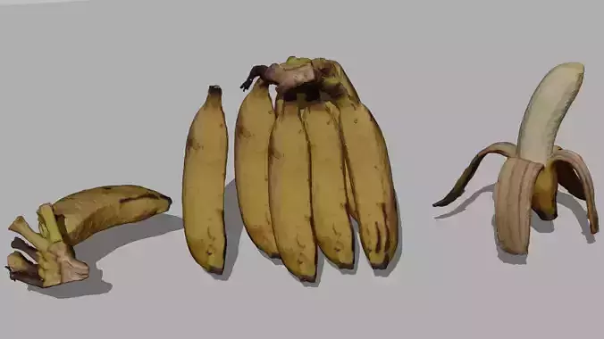 Hyper-realistic highly detailed banana with animation Low-poly 3D model