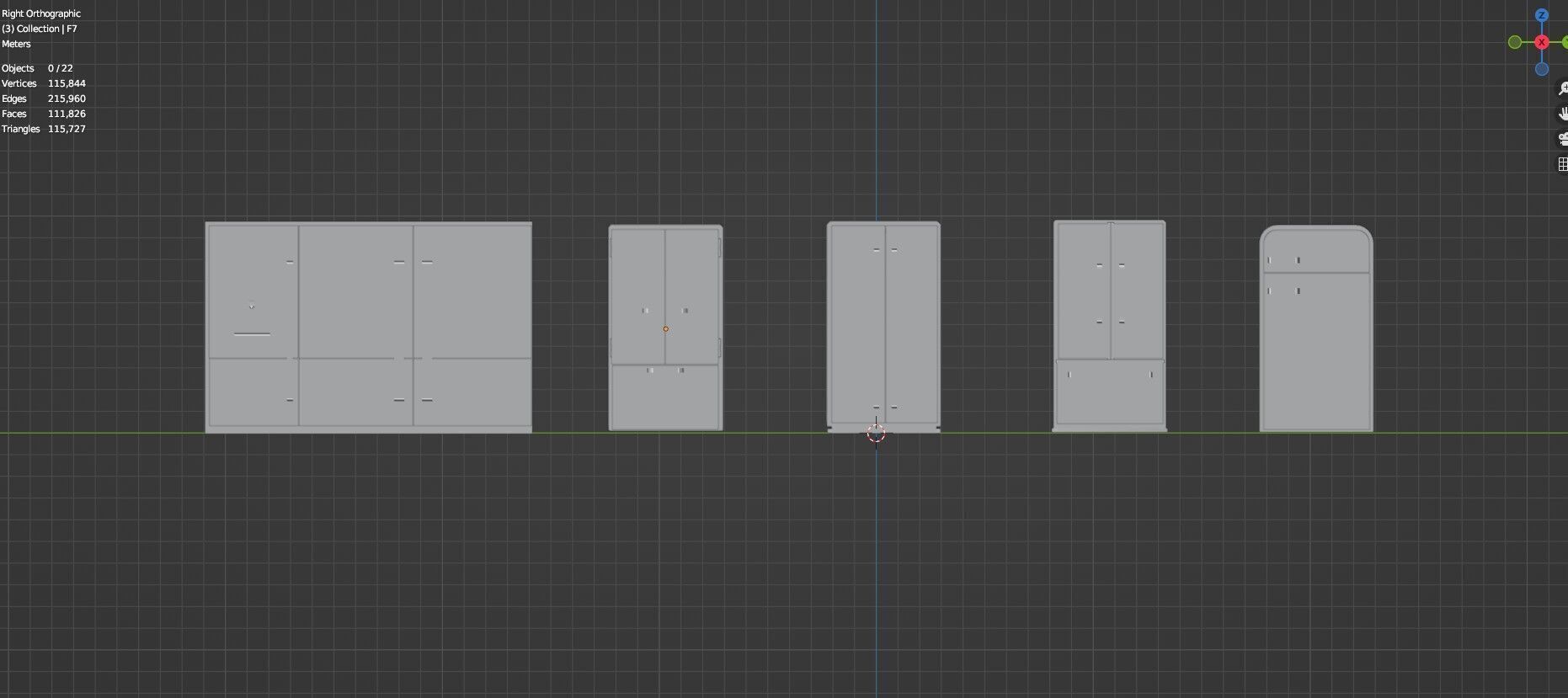 Low Poly 5 Refrigerator Mini Pack - 2 - Untextured Low-poly 3D model_30