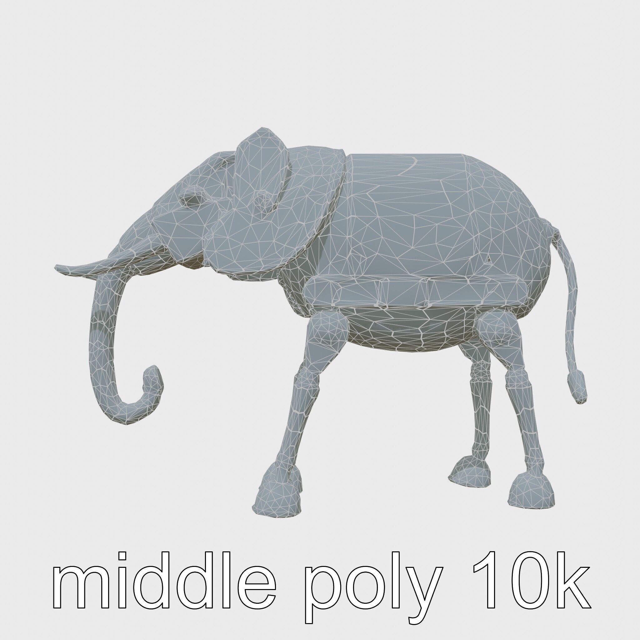 Mechanical Elephant with Metallic Thin Legs and Grabbing Trunk Low-poly 3D model_27