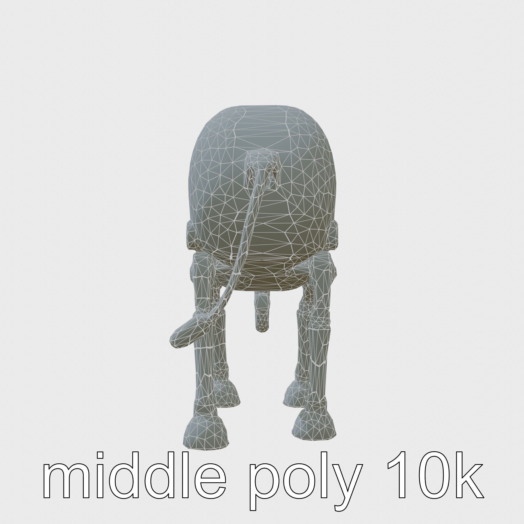 Mechanical Elephant with Metallic Thin Legs and Grabbing Trunk Low-poly 3D model_9