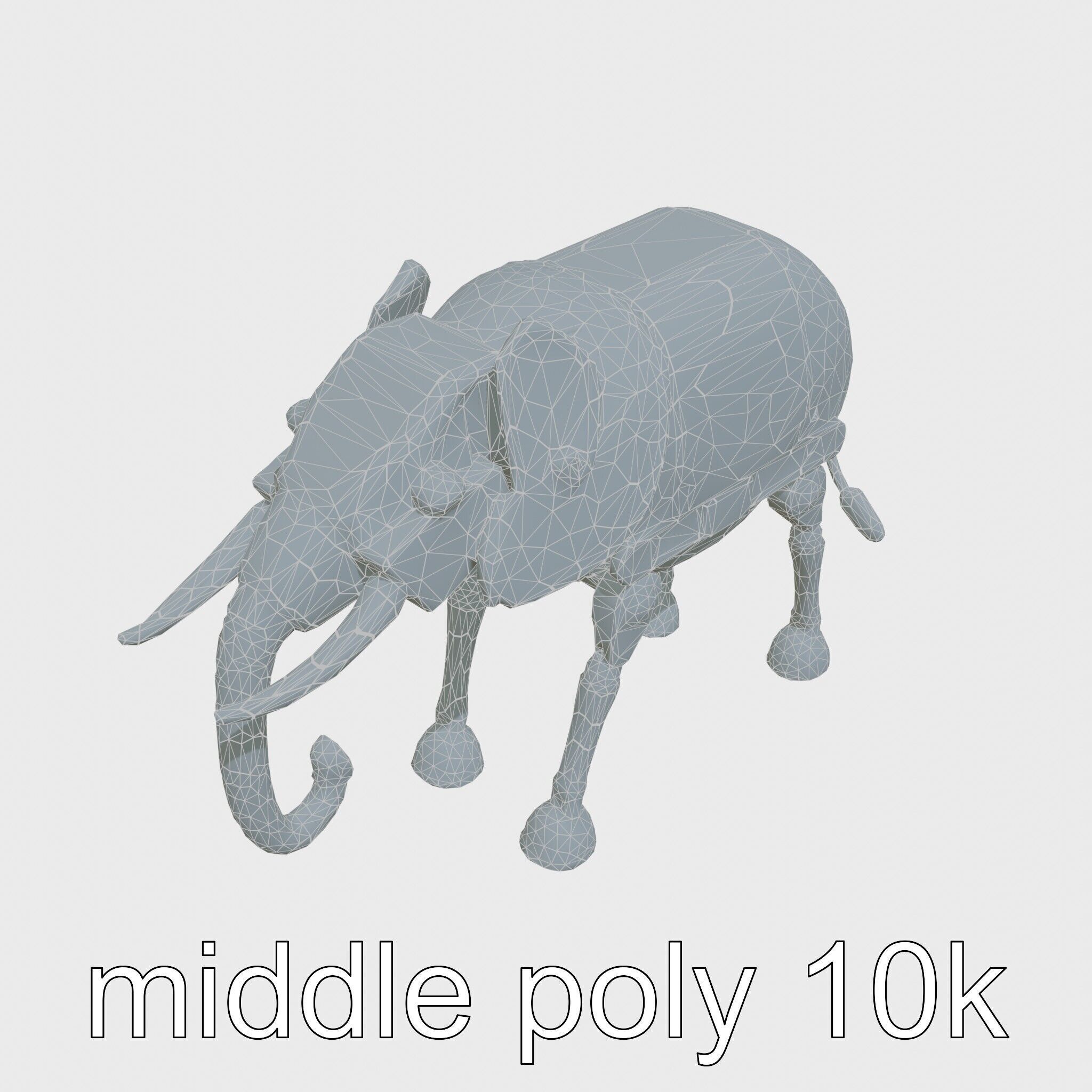 Mechanical Elephant with Metallic Thin Legs and Grabbing Trunk Low-poly 3D model_21