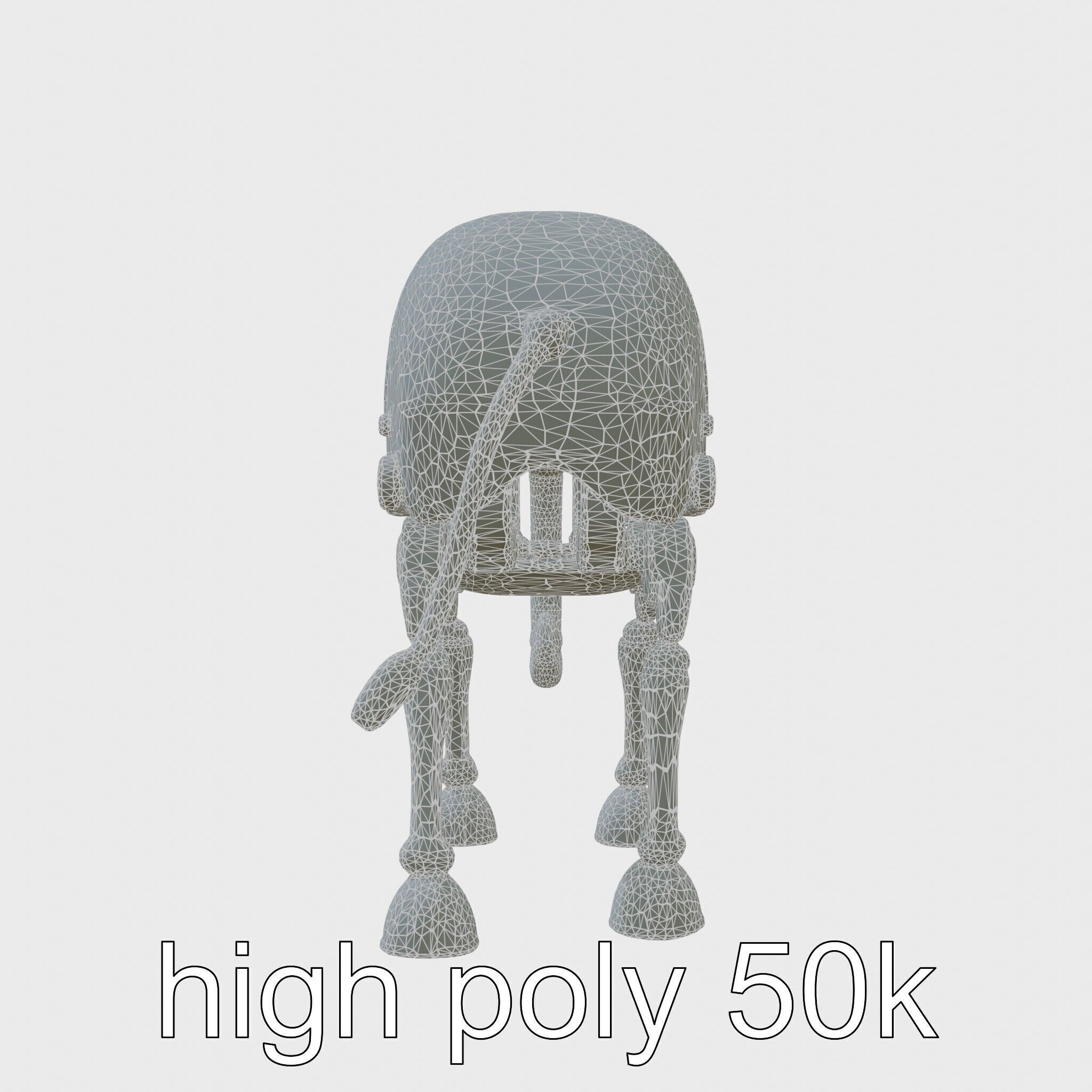 Mechanical Elephant with Metallic Thin Legs and Grabbing Trunk Low-poly 3D model_23