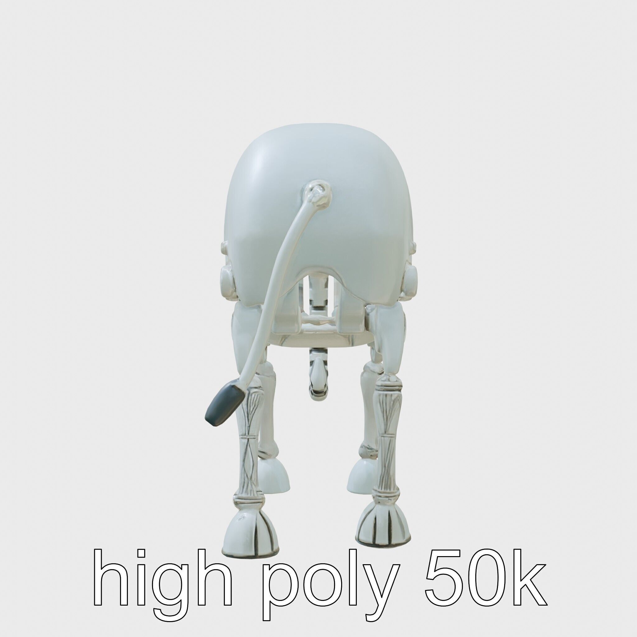 Mechanical Elephant with Metallic Thin Legs and Grabbing Trunk Low-poly 3D model_11