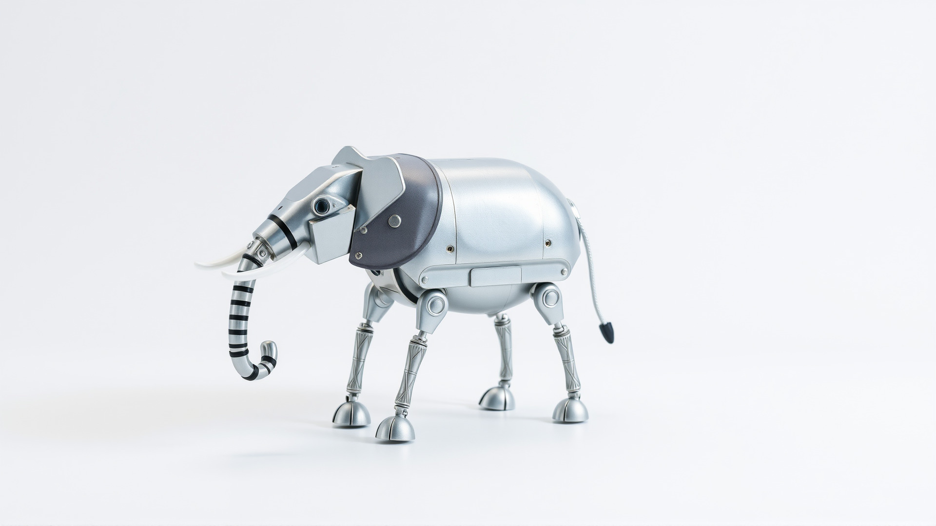 Mechanical Elephant with Metallic Thin Legs and Grabbing Trunk Low-poly 3D model_6