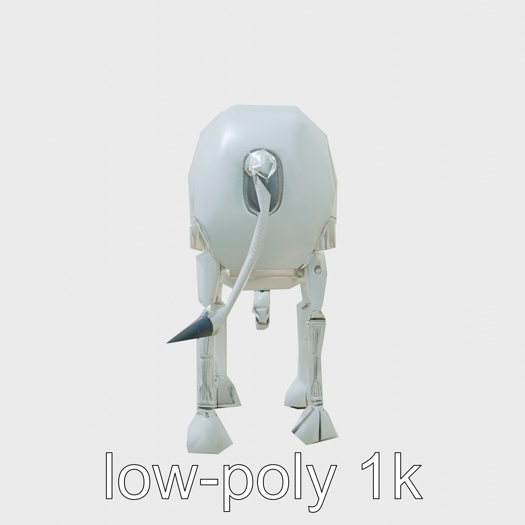 Mechanical Elephant with Metallic Thin Legs and Grabbing Trunk Low-poly 3D model_7