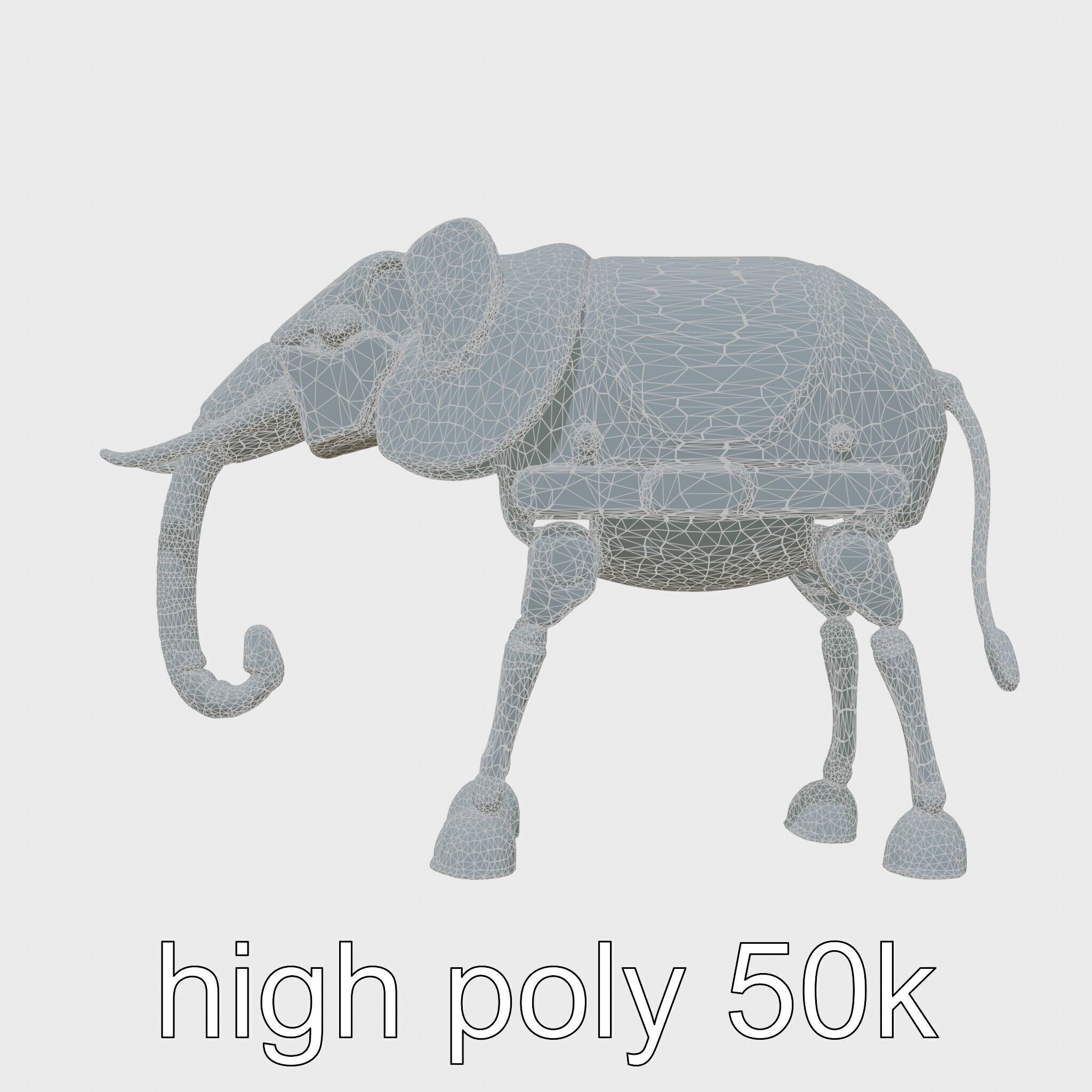 Mechanical Elephant with Metallic Thin Legs and Grabbing Trunk Low-poly 3D model_25