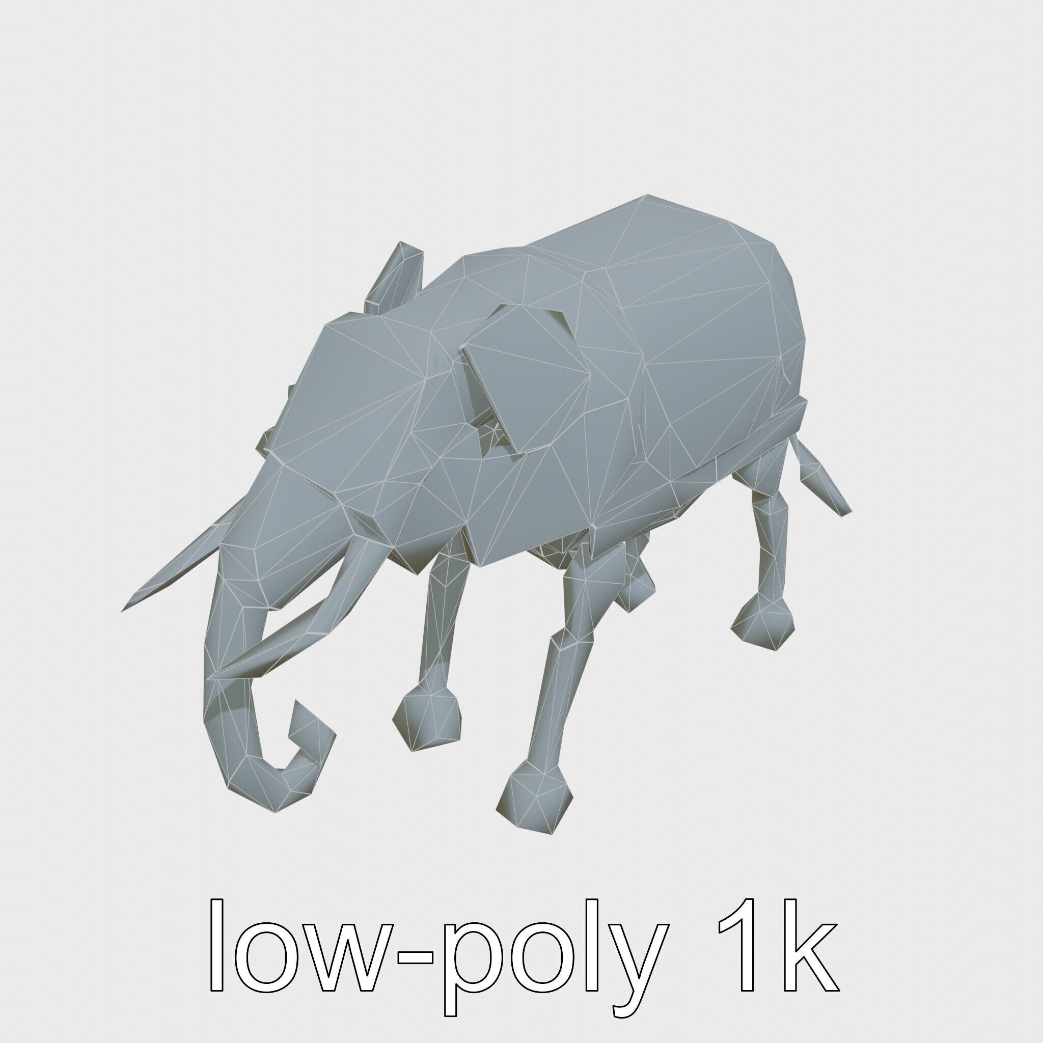 Mechanical Elephant with Metallic Thin Legs and Grabbing Trunk Low-poly 3D model_24