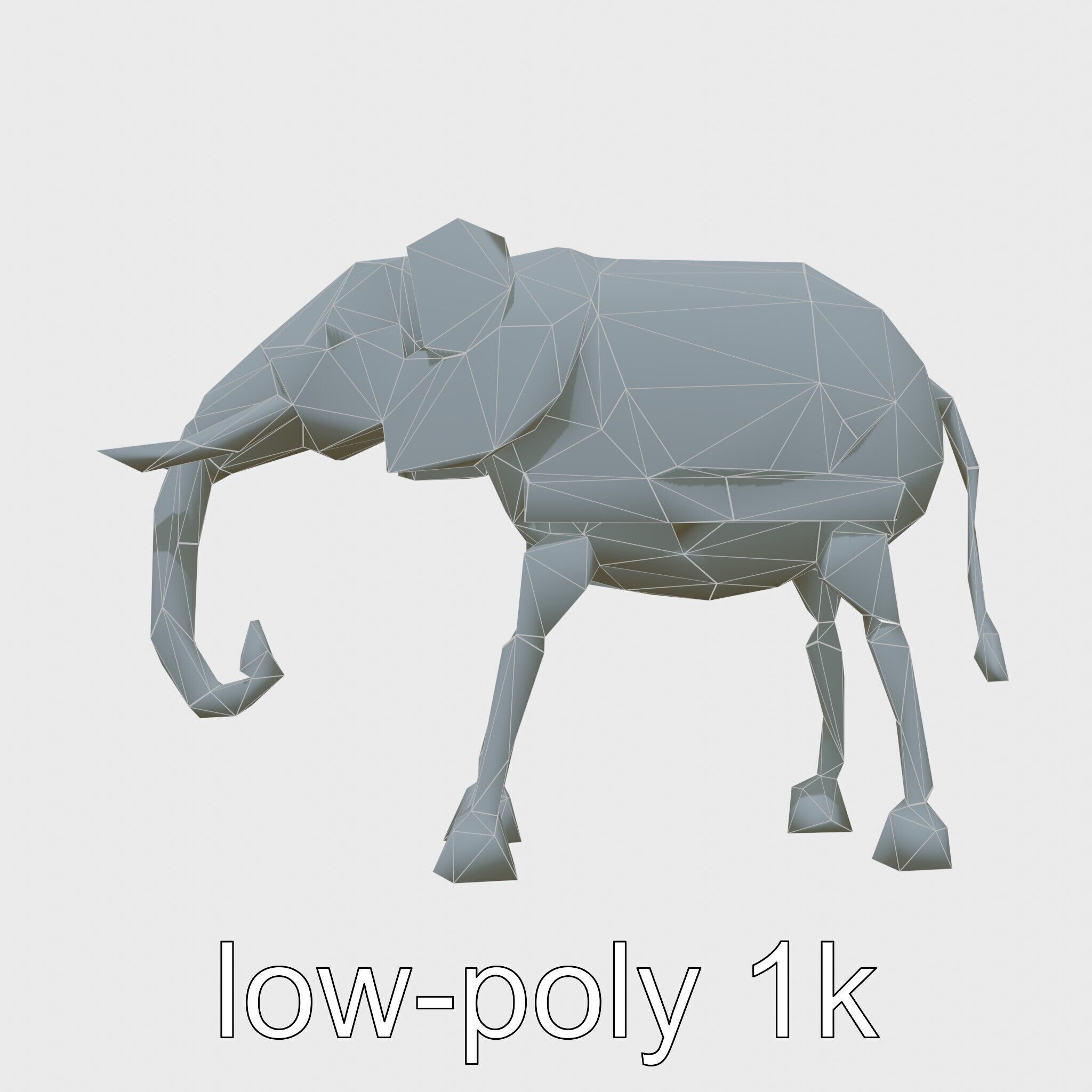 Mechanical Elephant with Metallic Thin Legs and Grabbing Trunk Low-poly 3D model_26