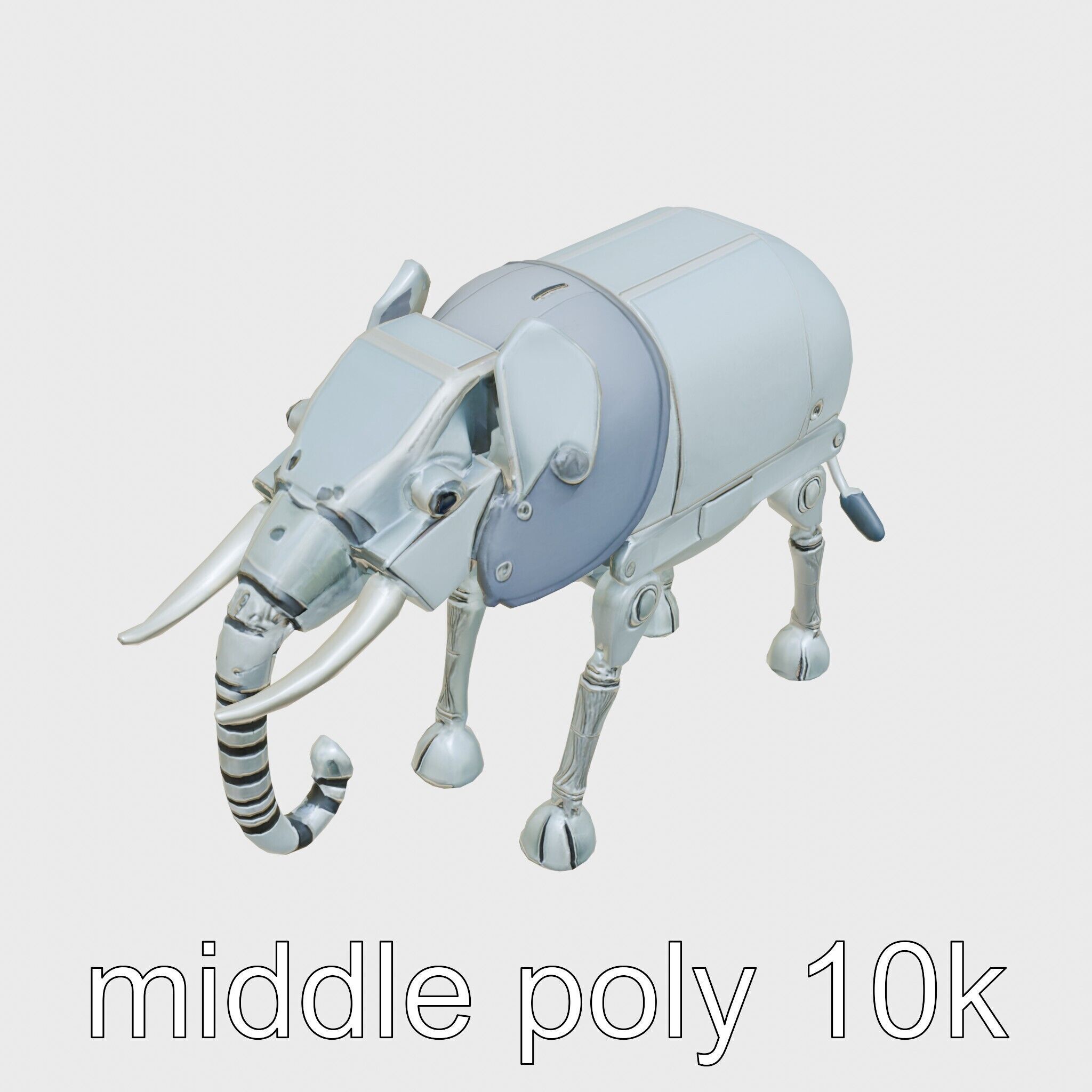 Mechanical Elephant with Metallic Thin Legs and Grabbing Trunk Low-poly 3D model_12