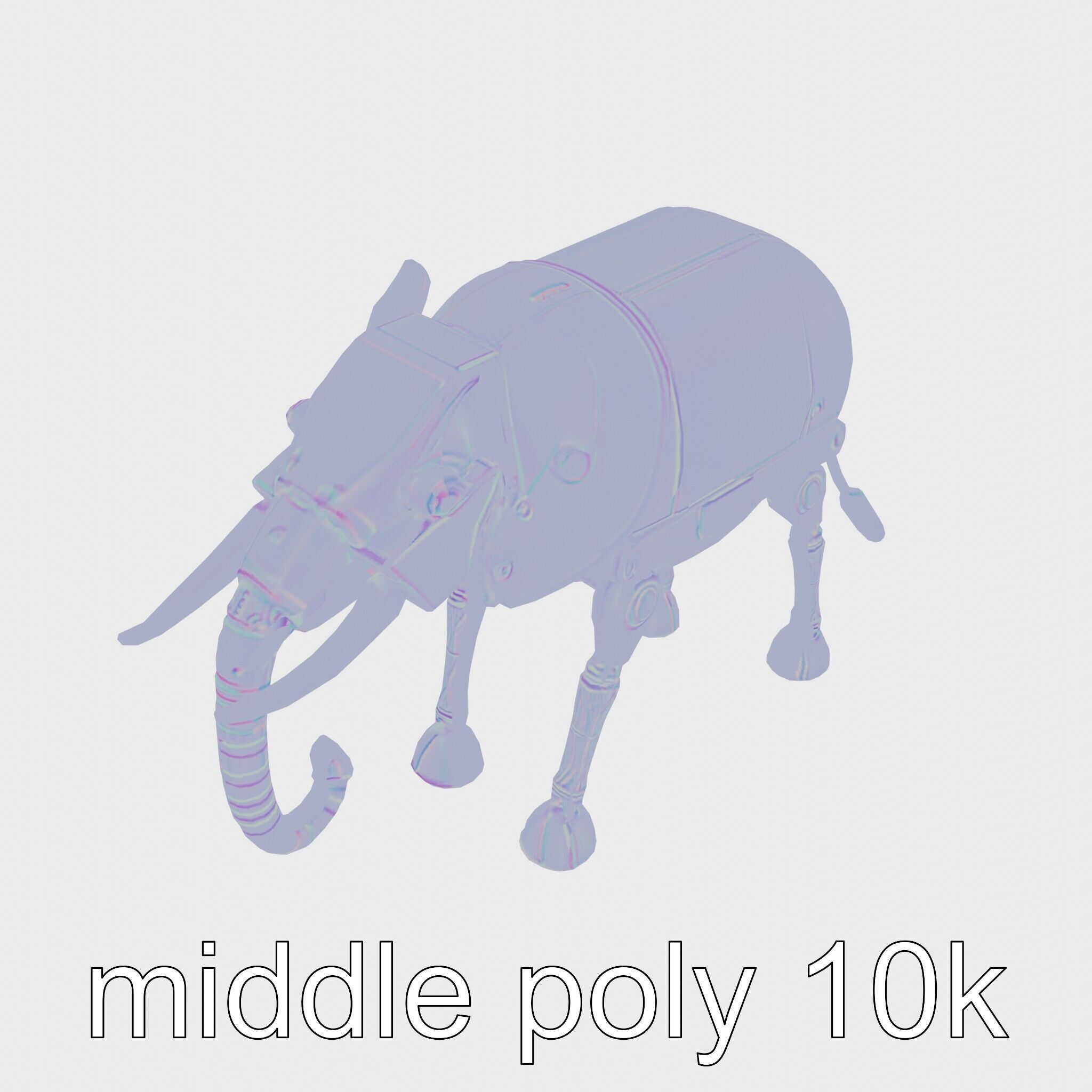 Mechanical Elephant with Metallic Thin Legs and Grabbing Trunk Low-poly 3D model_31