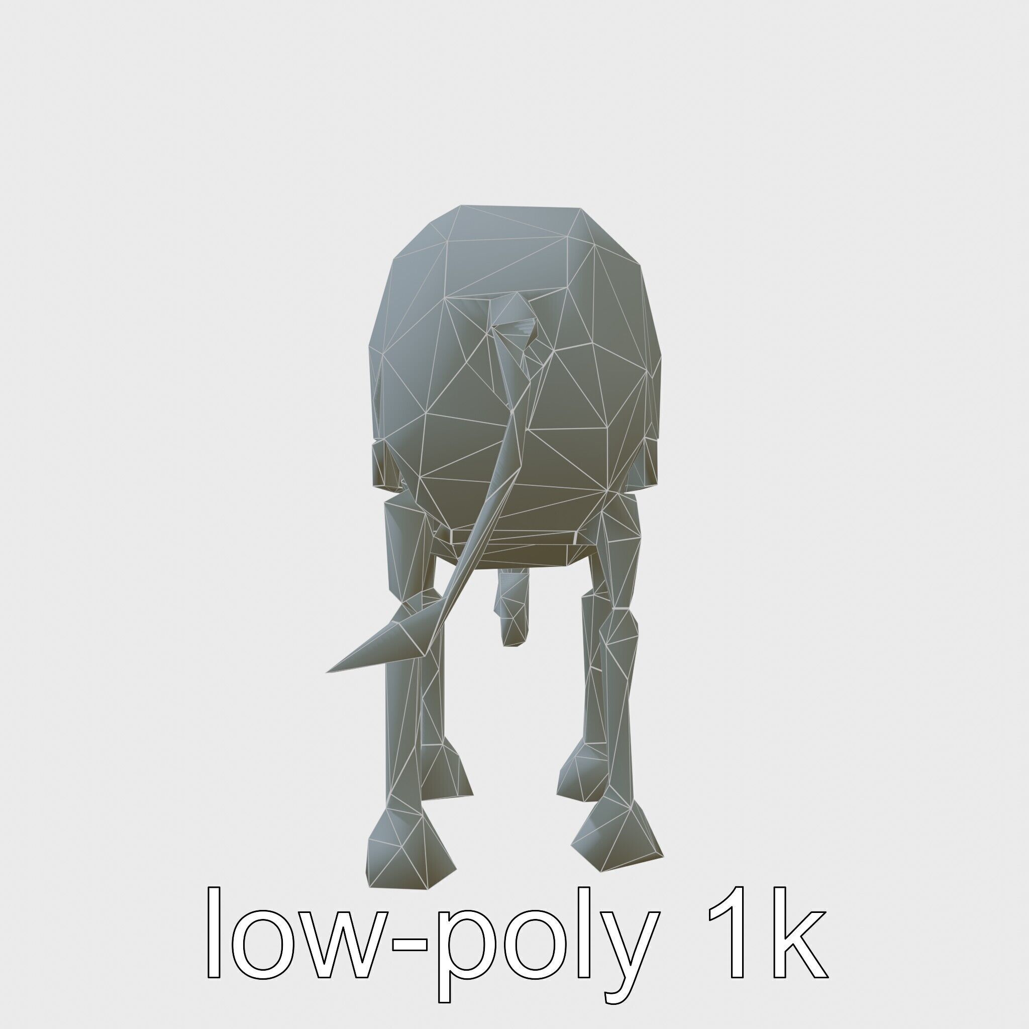 Mechanical Elephant with Metallic Thin Legs and Grabbing Trunk Low-poly 3D model_10