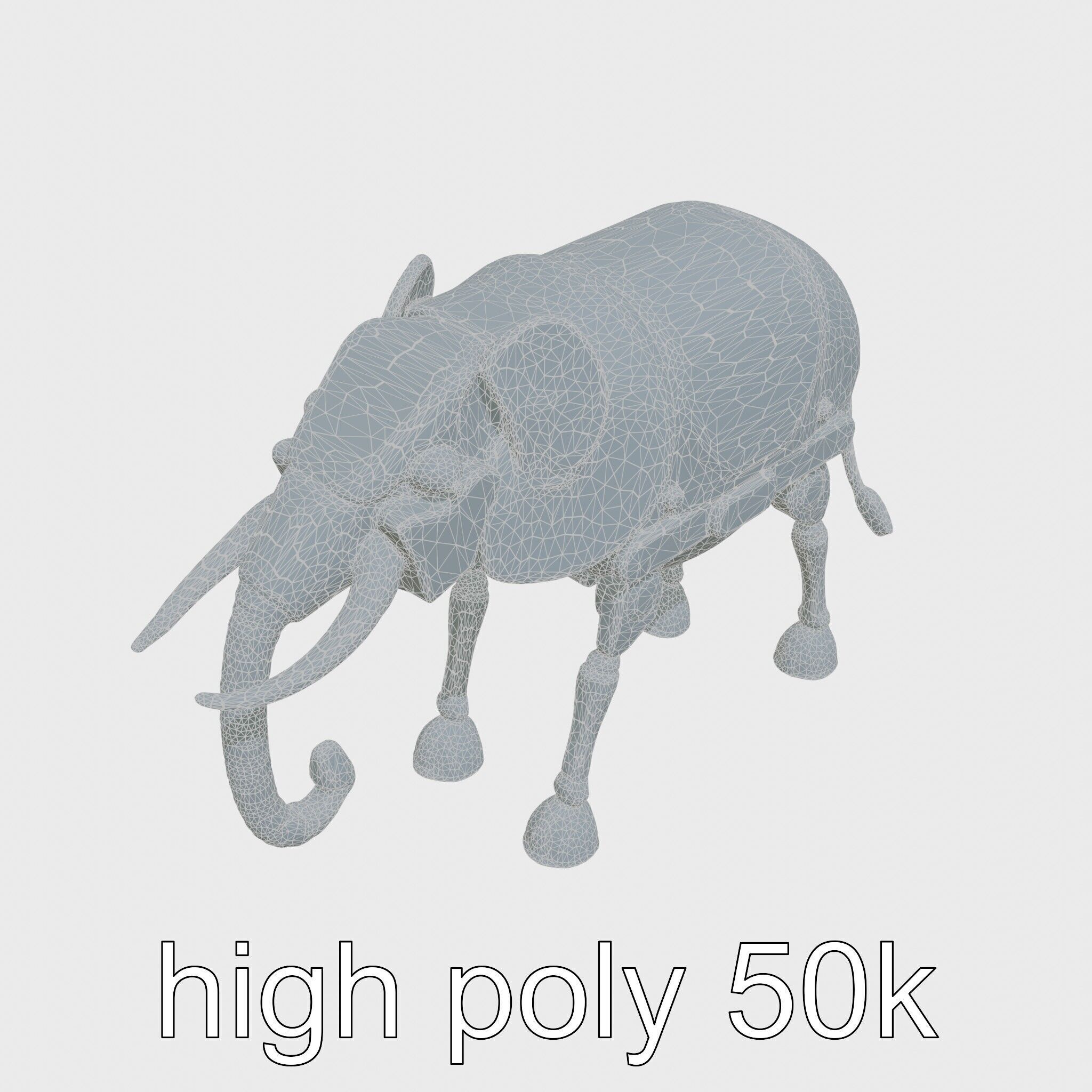Mechanical Elephant with Metallic Thin Legs and Grabbing Trunk Low-poly 3D model_30