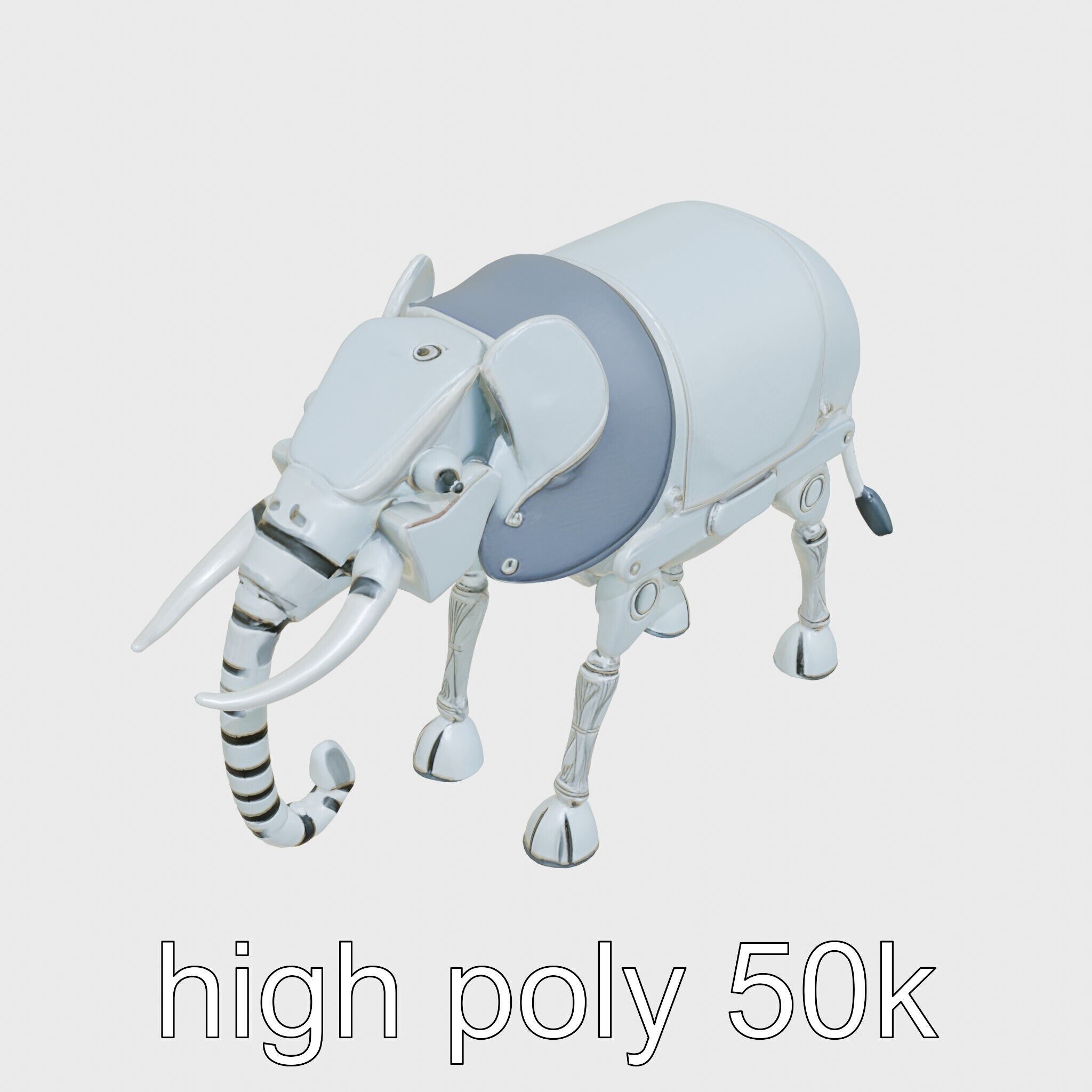 Mechanical Elephant with Metallic Thin Legs and Grabbing Trunk Low-poly 3D model_19