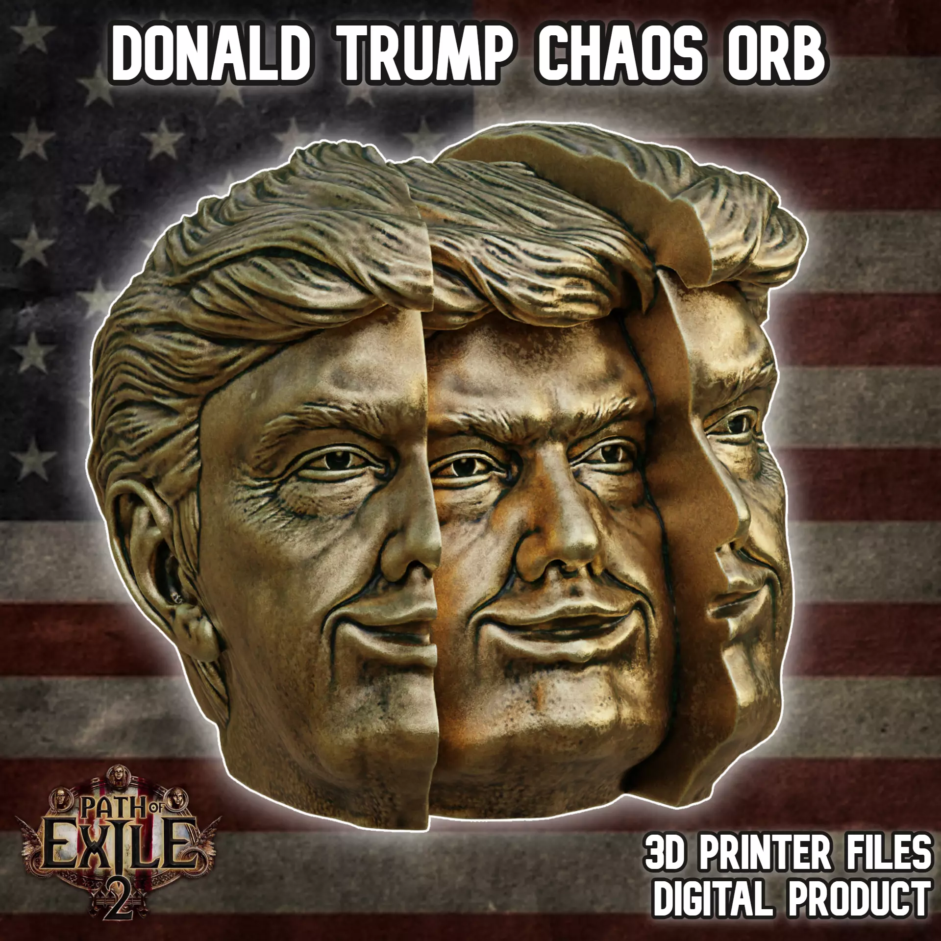 Donald Trump Chaos Orb Headphones Stand Path of Exile 2 3D print model