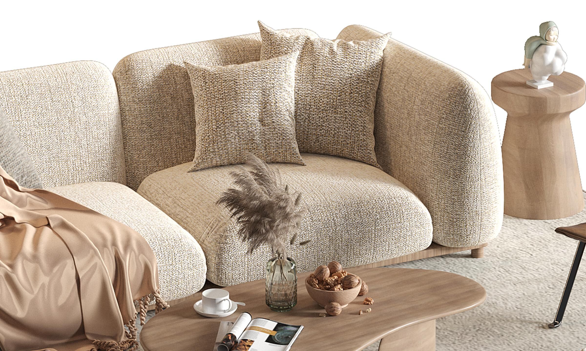 coffee and sofa combination table 3D model_1