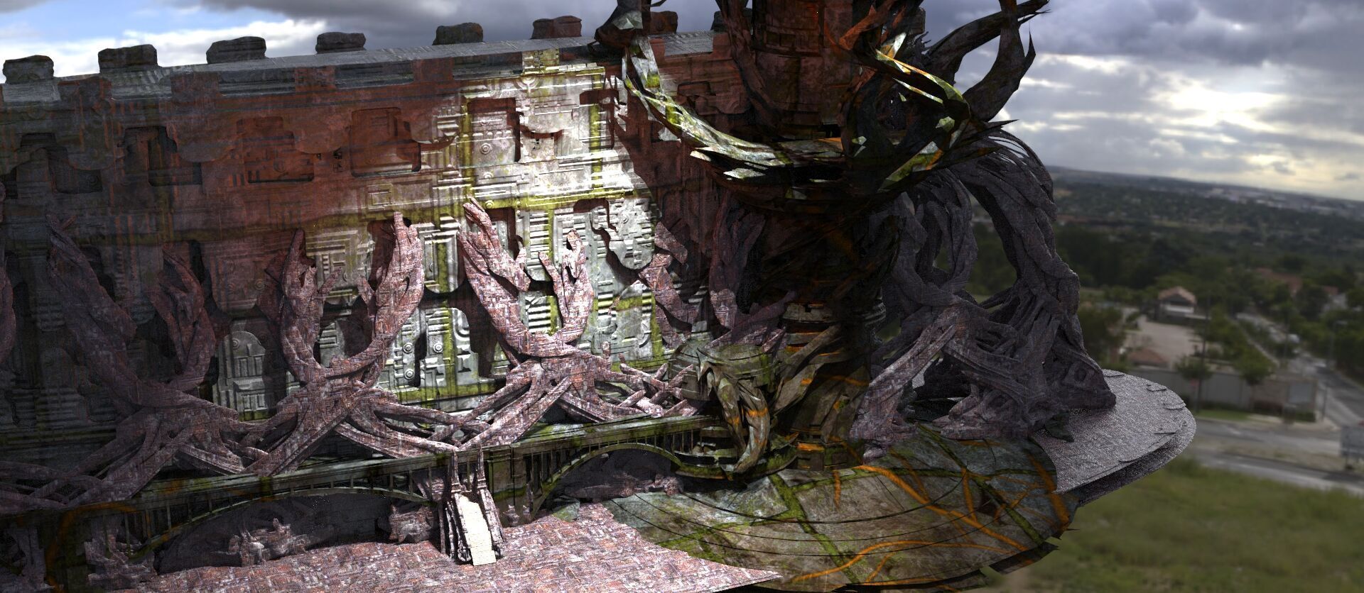 Forest Sci fi fi temple wall 3  3D model_1