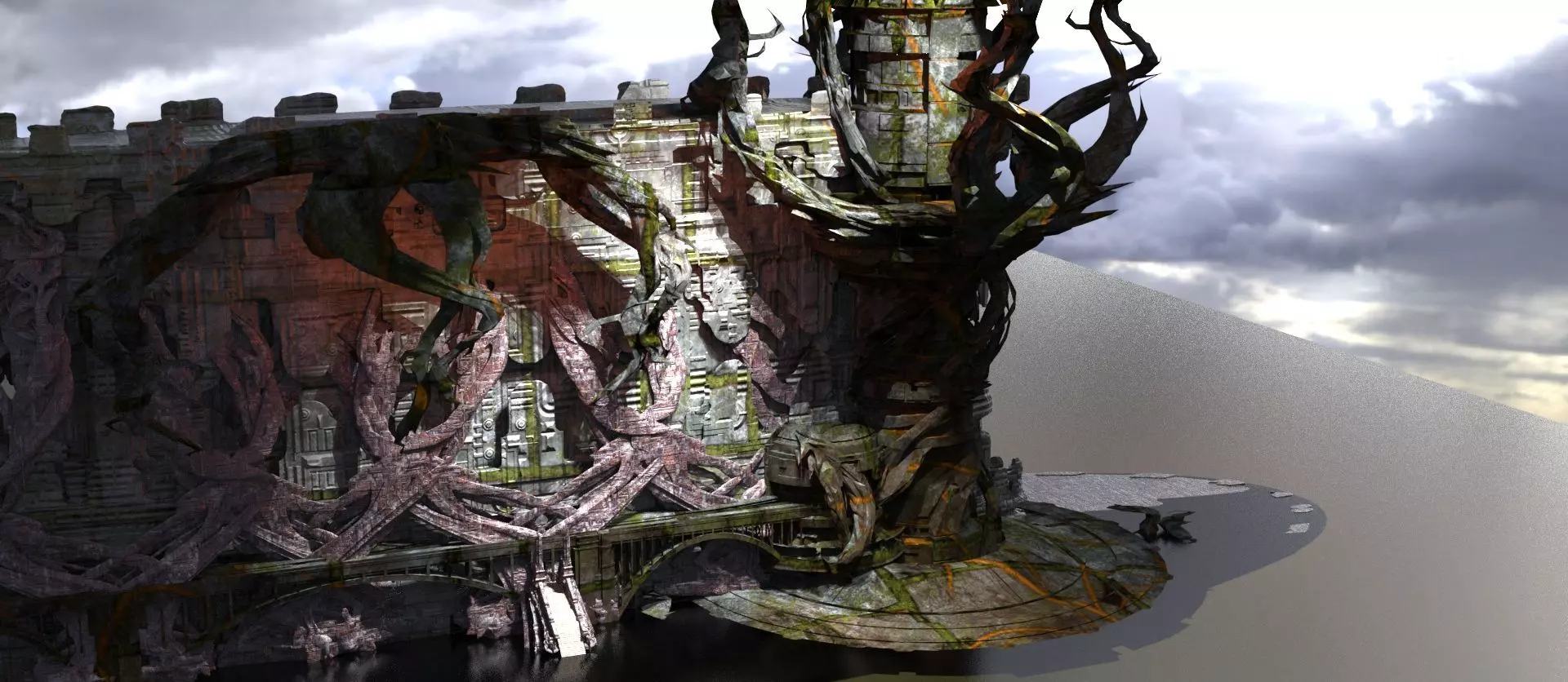 Forest Sci fi fi temple wall 3  3D model_0