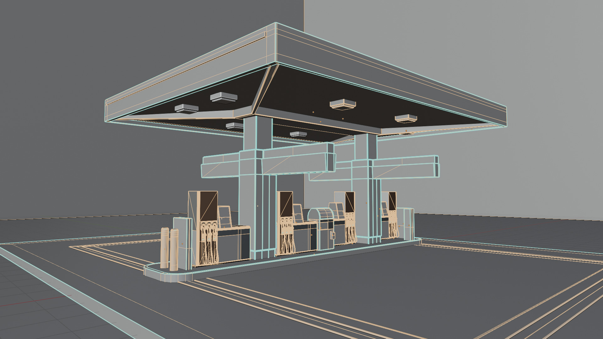 Fuel Station Free 3D model_6
