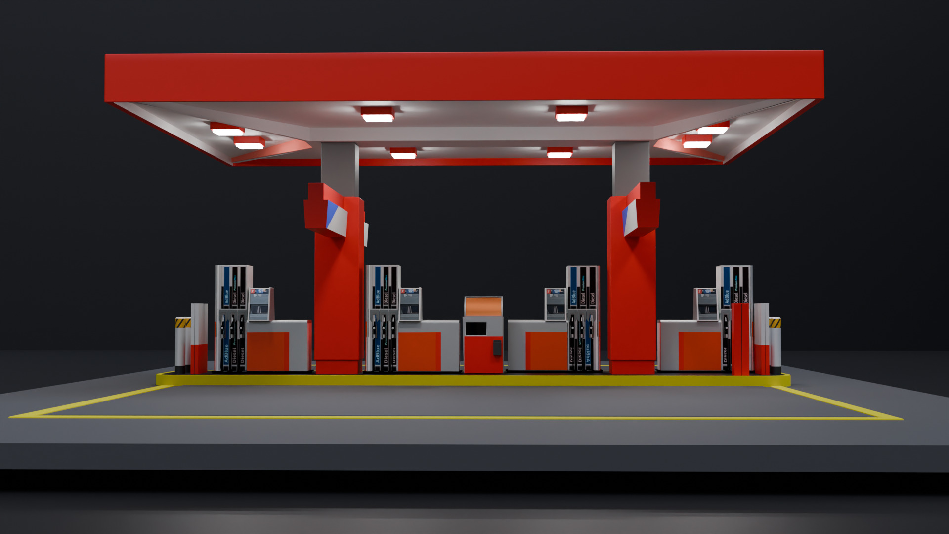 Fuel Station Free 3D model_2