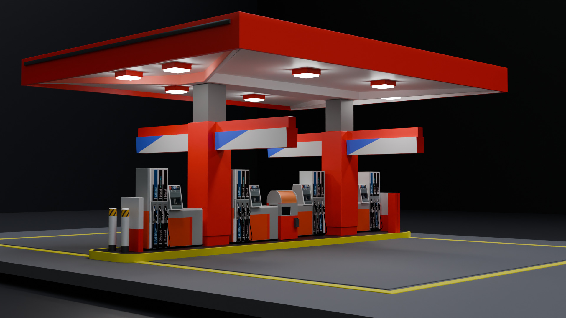 Fuel Station Free 3D model_1