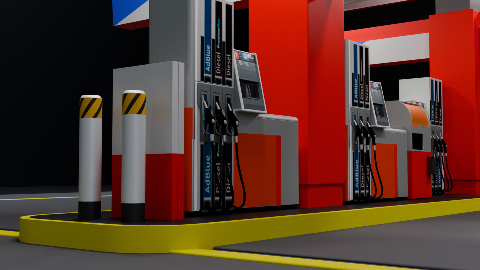 Fuel Station Free 3D model_3