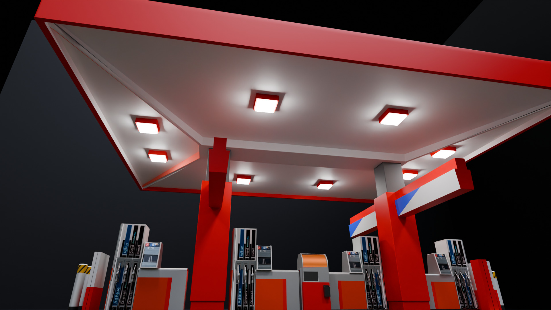Fuel Station Free 3D model_7